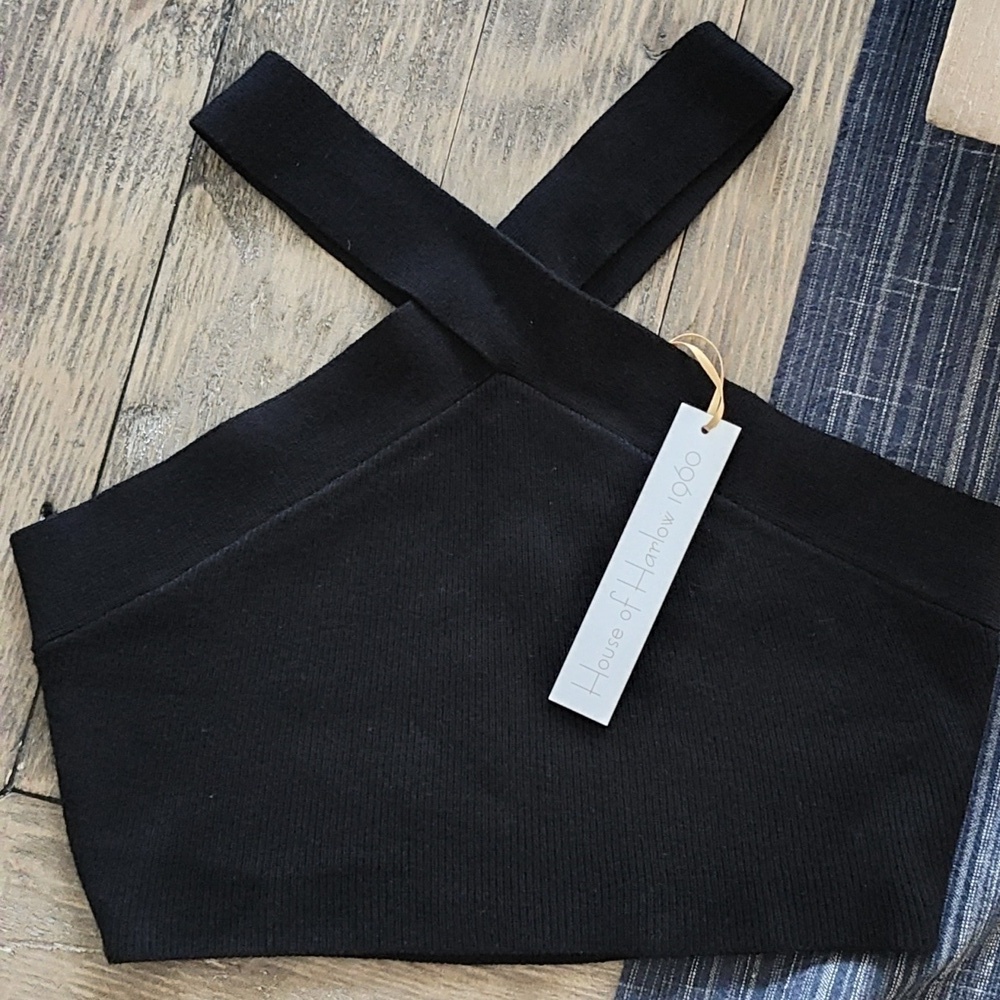 New House of Harlow Black Crop Top Size S